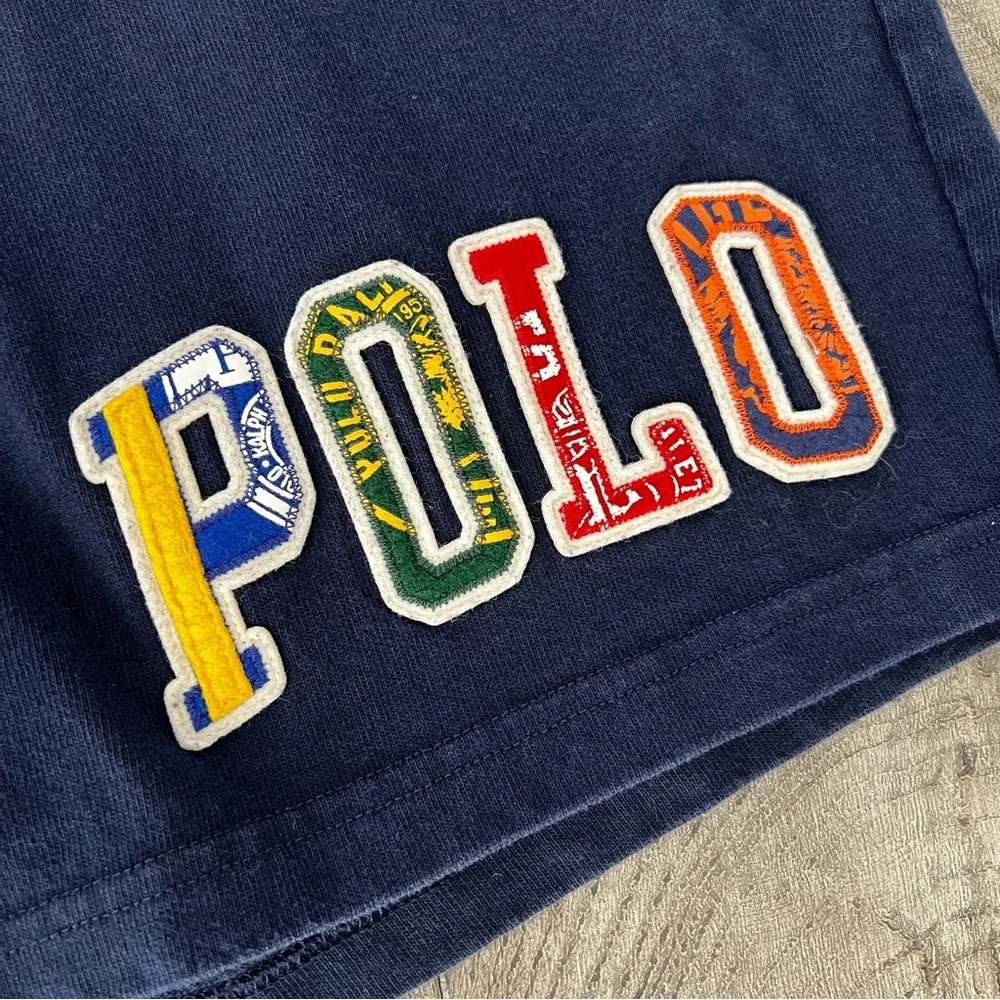 POLO RALPH LAUREN Patch Logo Navy Blue Jersey Shorts Size M
